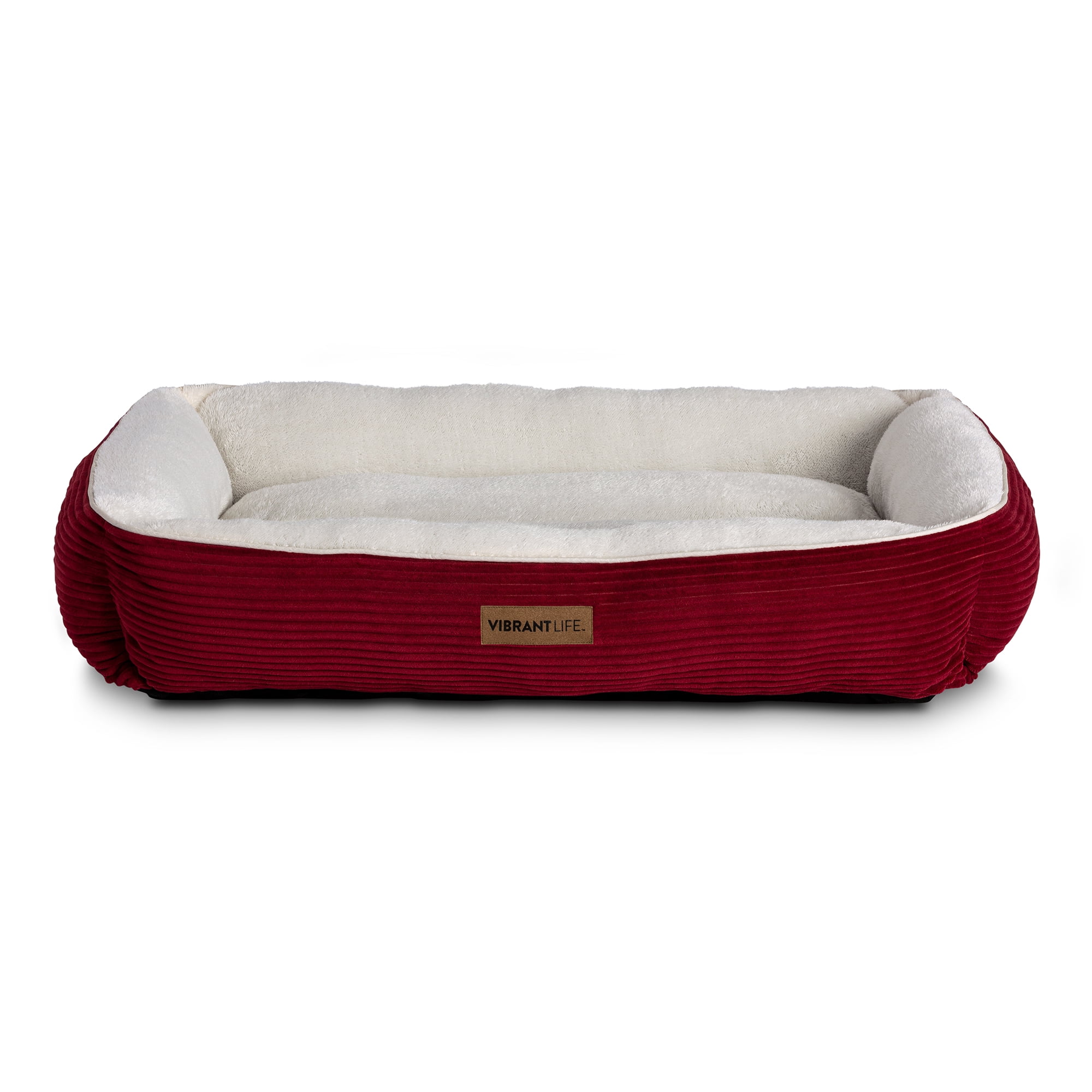 Vibrant Life XL Lounger Dog Bed, Red Corduroy