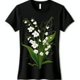 thumbnail image 1 of Vibrant Lily of the Valley Floral Design Black Women s T-Shirt Nature Inspired Style, 1 of 5