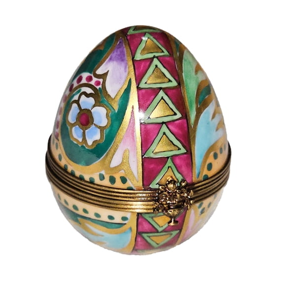 Colorful Deco Snazzy Egg | Limoges Boutique Collectible Limoges Box Porcelain Figurine