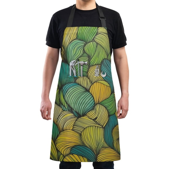 Vibrant Line Art Chef Kitchen Apron with Pockets for Women Waterproof Aprons for Cooking Baking