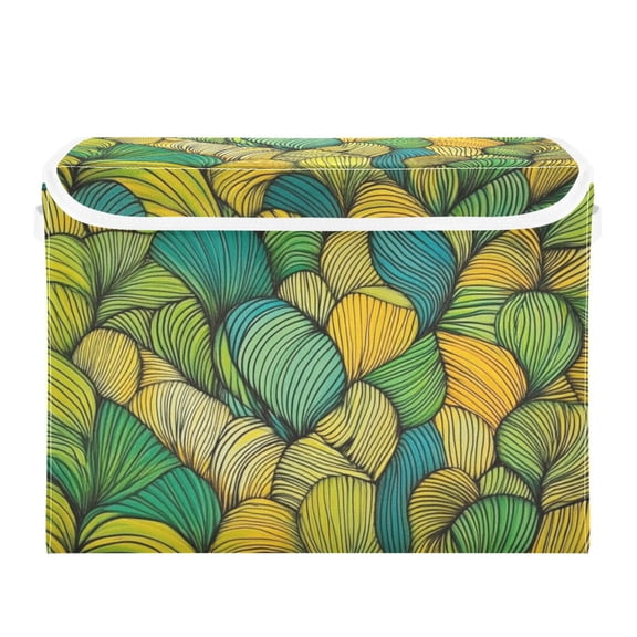 Vibrant Line Art Large Storage Bins with Linen Collapsible Lid Storage Box 16.7 x 12.6 x 11.8in