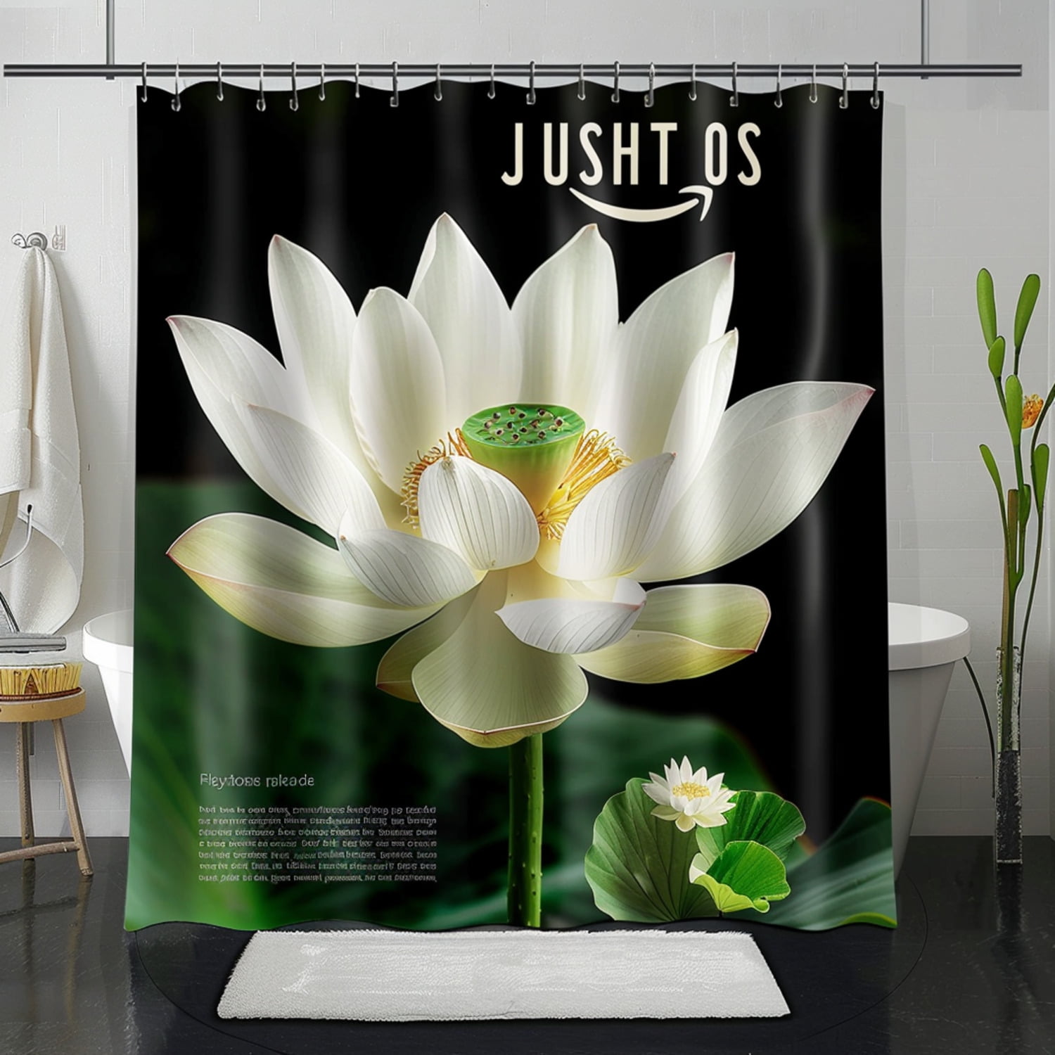 Vibrant Lotus Flower Bathroom Set: Shower Curtain Toilet High ...