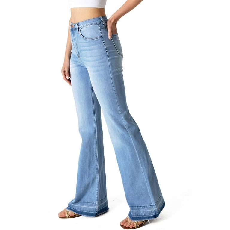 Vibrant MIU Womens Juniors High Rise Classic Bell Bottom Jeans Light Denim 9 Walmart
