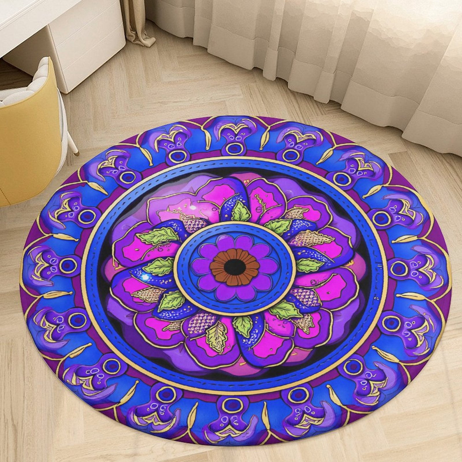 A Vibrant Mandala Design Featuring A Circular Floral Pattern in Shades ...