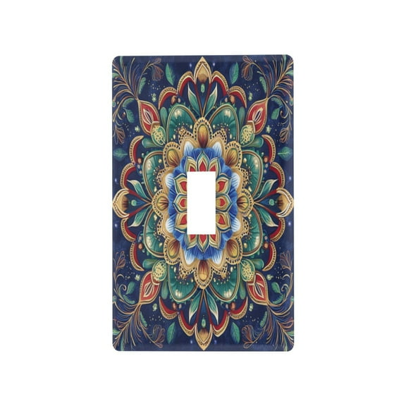Vibrant Mandala Pattern Light Switch Cover Switch Plate Outlet Cover Plug Cover for Electrical Outlet