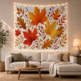thumbnail image 1 of Vibrant Maple and Berry Arrangement on Off-White Background, Cozy Rustic for Fall Enthusiasts, Autumnal Botanical Wall Art, Thanksgiving Gift, Tapestry Wall Hanging for Living Room and Bedroom, 1 of 7