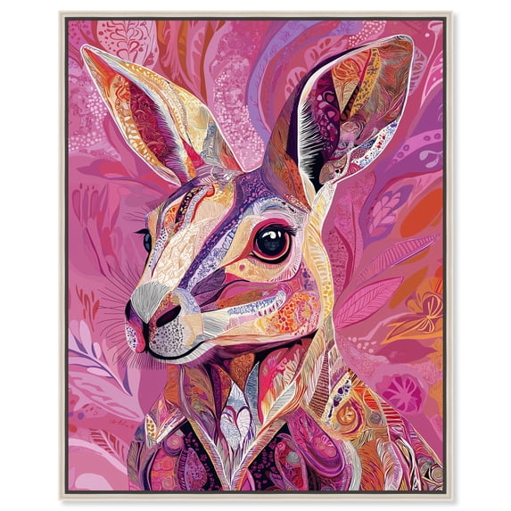 Vibrant Marsupial Canvas Print Zoo Art by Art Remedy, Silver Frame, 16 x 20