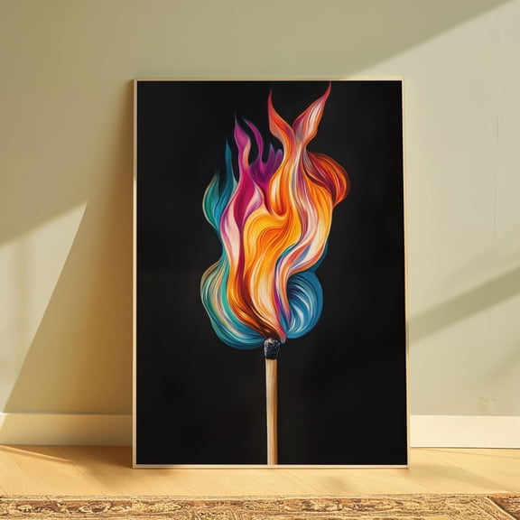 Vibrant Match Abstract Colorful Wall Art, Unframed Paper Print Size 8x12