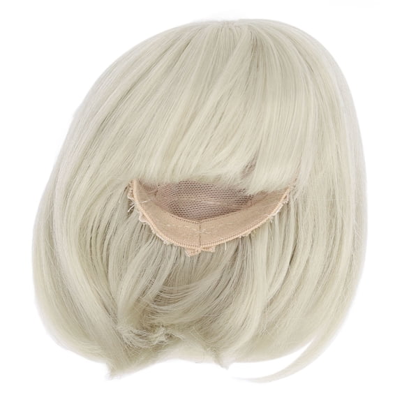 Vibrant Matcha Green Straight Doll Wig with Bangs Shoulder Length Soft Synthetic Hair Upgrade Accessory for 1/3 BJD Custom Dolls 8-9 inches / 21-24 cm Miniature Hairpiece