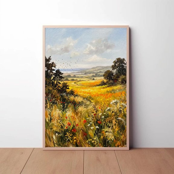Vibrant Meadow Landscape Wall Art Print