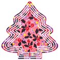 thumbnail image 1 of Vibrant Metal Hanging Christmas Tree Wind Spinner - Festive Pink Design with Layered Circles Cherries Leaves & Stars for Garden Decor, 1 of 7