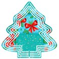 thumbnail image 1 of Vibrant Metal Hanging Christmas Tree Wind Spinner - Festive Turquoise with Red Bows & Green Leaves Perfect for Yard & Garden Decor, 1 of 7