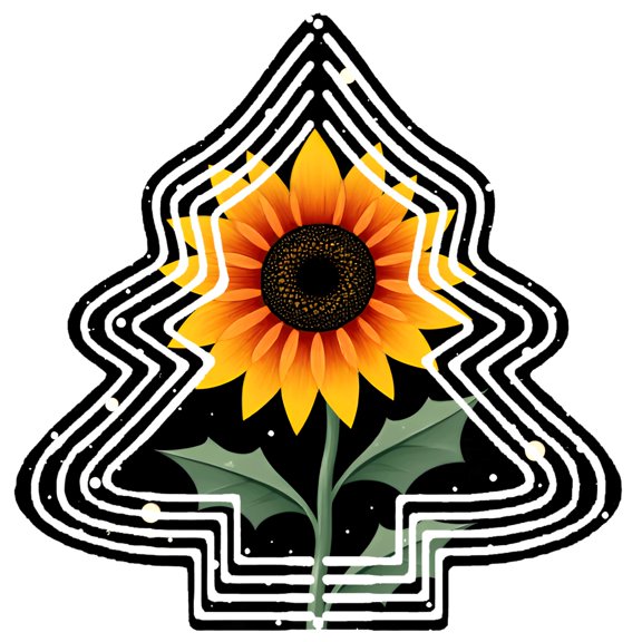 Vibrant Metal Hanging Christmas Tree Wind Spinner - Geometric Design with Sunflower Motif Perfect for Garden & Yard Decor