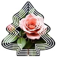 thumbnail image 1 of Vibrant Metal Hanging Christmas Tree Wind Spinner - Intricate Rose Design with Green Leaves Perfect for Garden Decor, 1 of 7