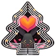 thumbnail image 1 of Vibrant Metal Hanging Christmas Tree Wind Spinner - Whimsical Design with Heart Patterns & Concentric Circles for Garden Decor, 1 of 7
