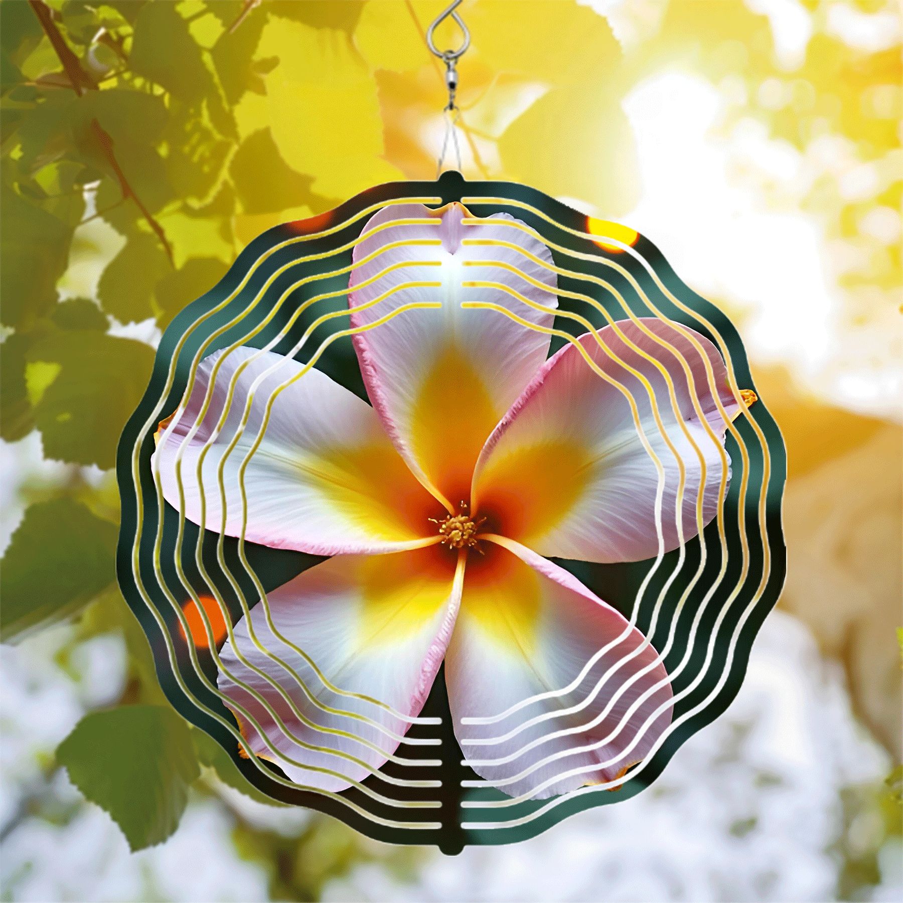 Vibrant Metal Hanging Wind Spinner with Gradient Flower Design ...