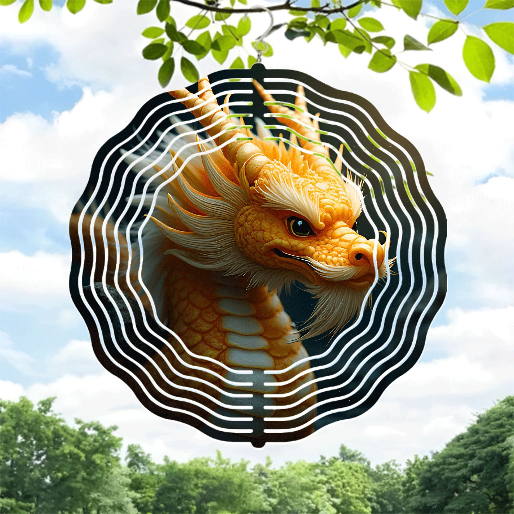 Dragon Wind Pattern Vibrant Metal Hanging Wind Spinner with Intricate Dragon Design ...