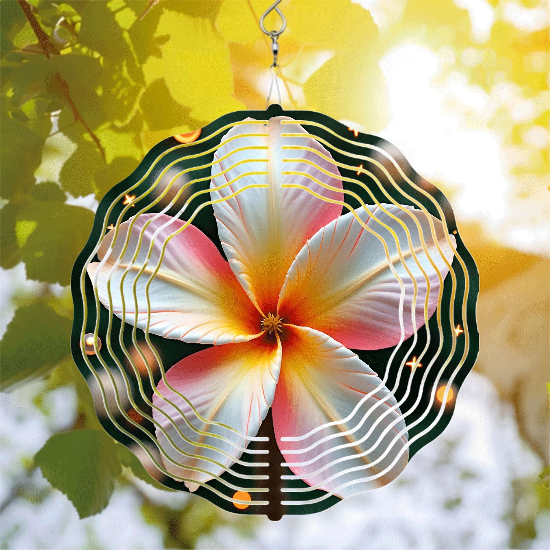 Vibrant Metal Hanging Wind Spinner with Intricate Flower Design ...