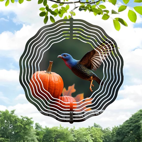 Vibrant Metal Hanging Wind Spinner with Patterns - Beautiful Garden Wind Chime for Yard Decor Perfect for Fall