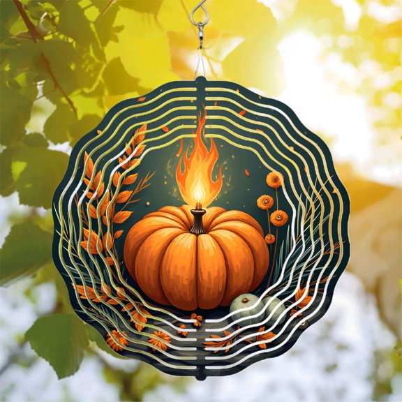 Vibrant Metal Hanging Wind Spinners & Chimes - Autumn Leaf Design for Yard & Garden - Cozy Fall Decor with Warm Glow