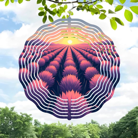 Vibrant Metal Hanging Wind Spinners & Chimes - Circular Pattern Design for Serene Yard & Garden Decor Perfect for Sunrise Sunset Vibes