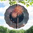 thumbnail image 1 of Vibrant Metal Hanging Wind Spinners & Chimes - Circular Pattern Design for Yard & Garden - Modern with Concentric Lines, 1 of 6
