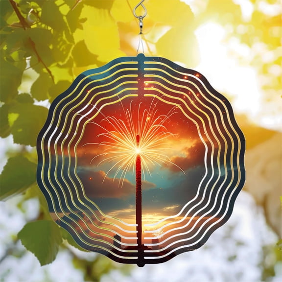 Vibrant Metal Hanging Wind Spinners & Chimes - Circular Wave Patterns for Dynamic Yard & Garden Decor Perfect for Festive Atmosphere