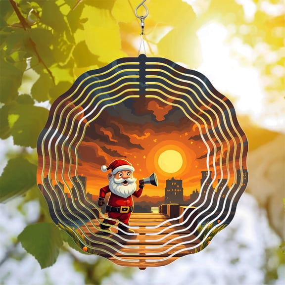 Vibrant Metal Hanging Wind Spinners & Chimes - Dynamic Concentric Circle Design for Yard & Garden Decor - Cheerful Sunset Vibes