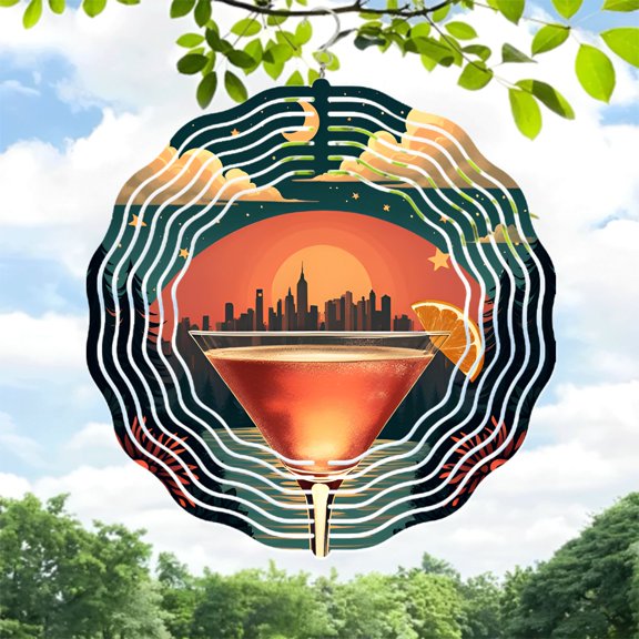 Vibrant Metal Hanging Wind Spinners & Chimes - Serene Garden Decor with Stylish Waves & Clouds Design for Yard & Outdoor Spaces