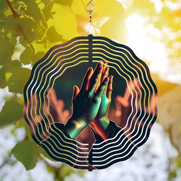 Vibrant Metal Hanging Wind Spinners & Chimes - Stunning Circular Pattern Design for Yard & Garden Harmony and Connection