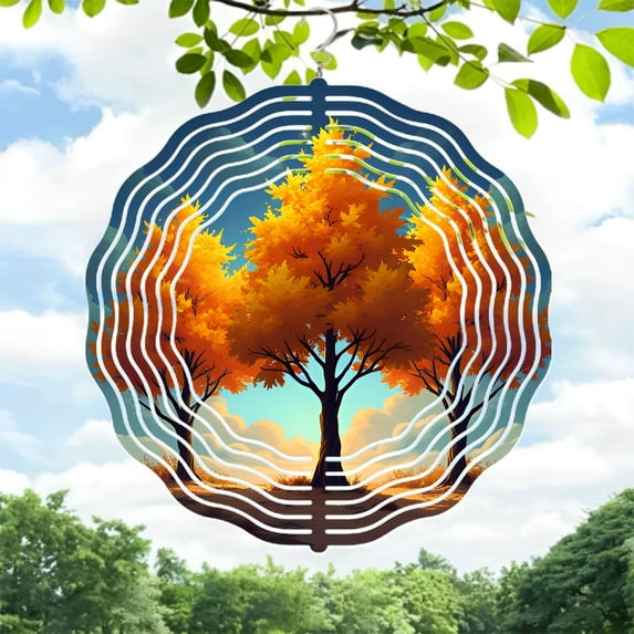 Vibrant Metal Hanging Wind Spinners & Chimes for Yard & Garden - Beautiful Autumn Leaf Design Perfect for Outdoor Decor