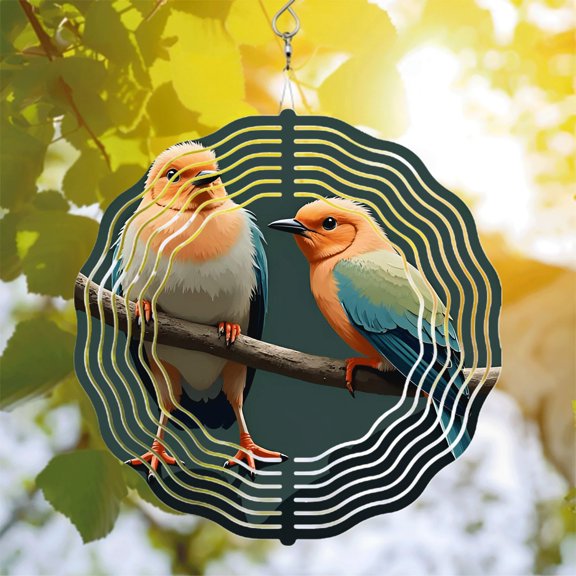 Vibrant Metal Hanging Wind Spinners & Chimes for Yard & Garden - Stunning Dark Circular Pattern with Radiating Lines