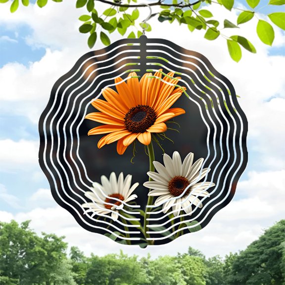 Vibrant Metal Hanging Wind Spinners with Abstract Circular Patterns - Eye - Catching Garden Decor for Yard and Outdoor Spaces