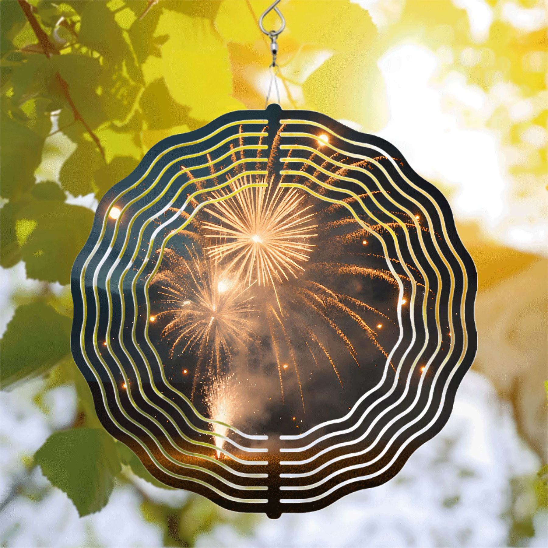 Vibrant Metal Hanging Wind Spinners with Concentric Circular Design ...