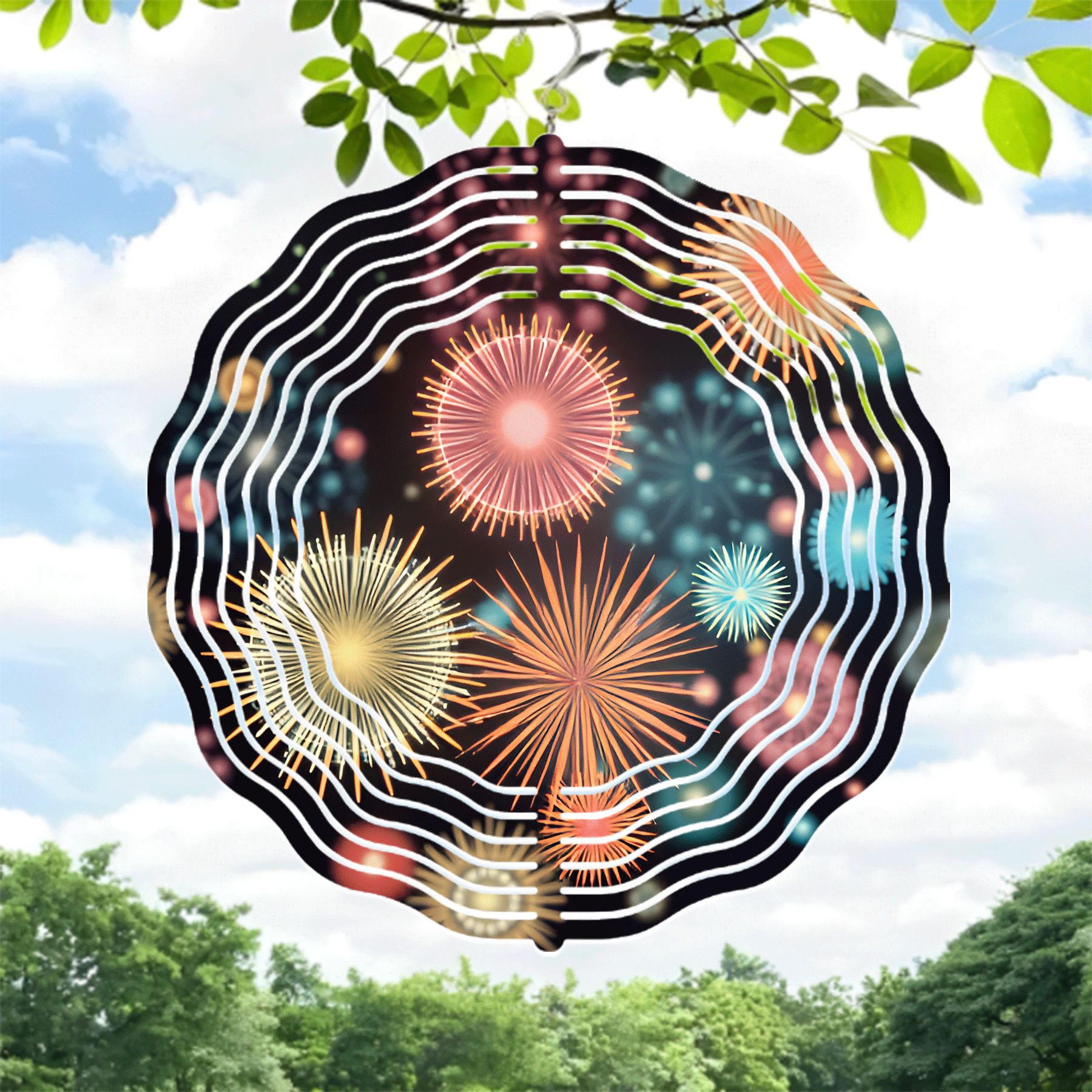 Vibrant Metal Hanging Wind Spinners with Concentric Circular Patterns ...