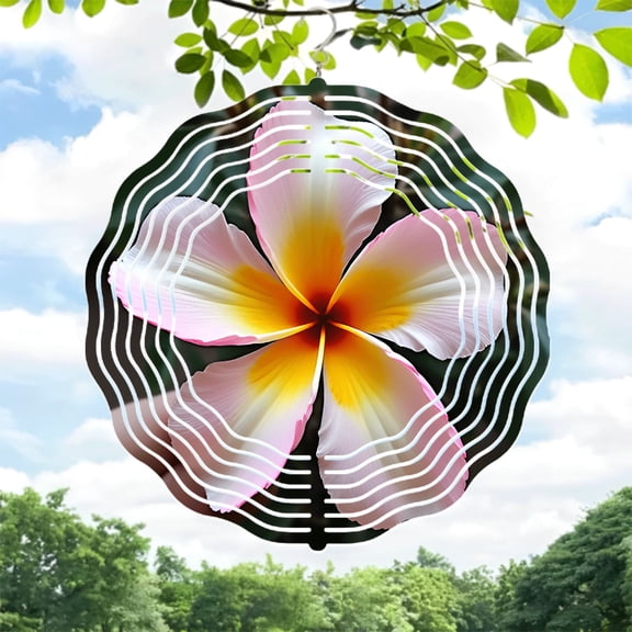 Vibrant Metal Hanging Wind Spinners with Gradient Petal Design & Bright Center - Stunning Yard & Garden Decor with Concentric Patterns
