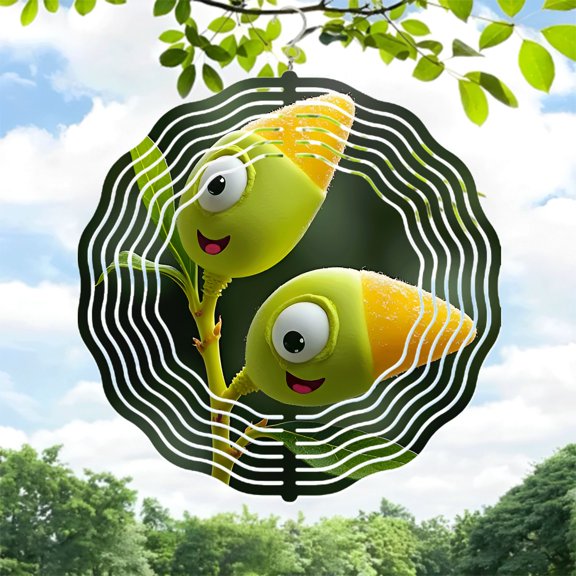 Vibrant Metal Hanging Wind Spinners with Sound Wave Design - Charming Wind Chimes for Your Yard and Garden Decor