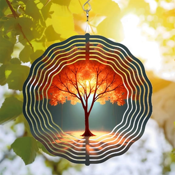 Vibrant Metal Hanging Wind Spinners with Sound Wave Patterns - Stunning Garden Decor for Harmony & Balance in Your Yard