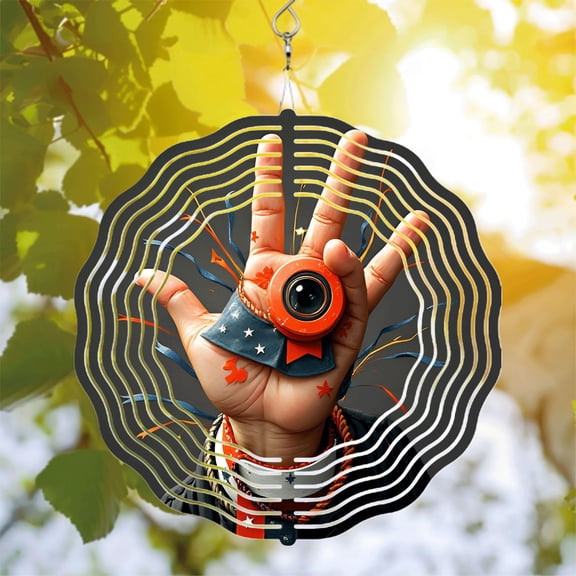 Vibrant Metal Hanging Wind Spinners with Star Patterns & Ribbons - Decorative Wind Chimes for Yard & Garden Dynamic Design