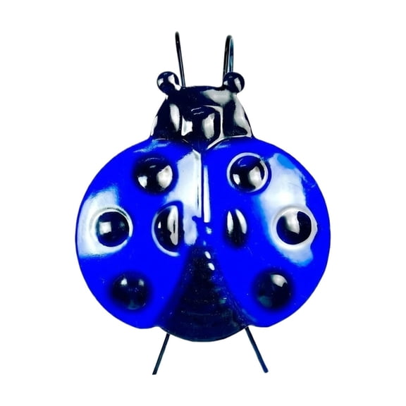 Vibrant Metal Ladybug Wall Decor Set Colorful Garden Insects Hanging Sculptures for Living Room Fence Backyard Outdoor Wall Accents Blue