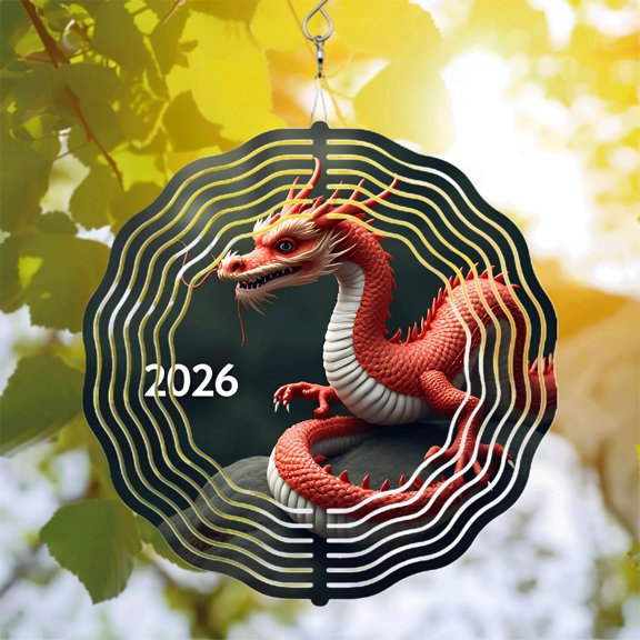 Vibrant Metal Wind Spinner & Chime - Intricate Scales Fierce Expression Concentric Wave Design Perfect for Yard & Garden