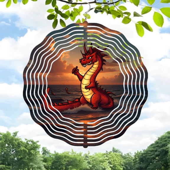 Vibrant Metal Wind Spinner - Stunning Concentric Ripple Design for Yard & Garden Decor - Captivating Sunset Aesthetic