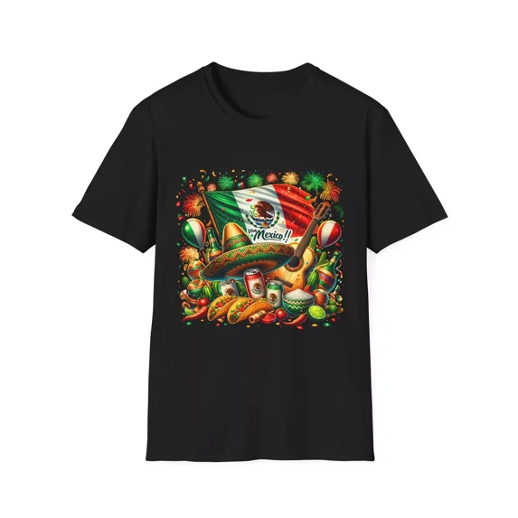 Vibrant Mexico Celebration Shirt Festive Cultural Día Heritage Unisex T-Shirt, up to size 5XL
