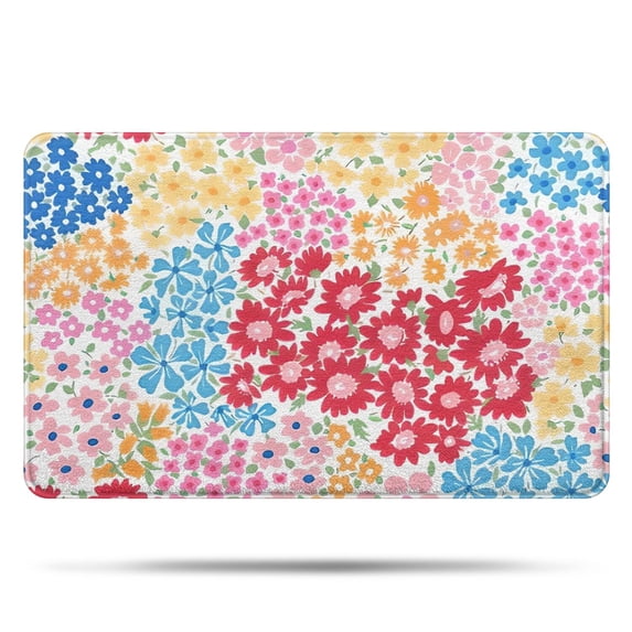 Vibrant Mixed Pioneer Flower Pattern Bathroom Rugs Mat,Non Slip Microfiber Bathroom Rug,Rubber Backing,Soft Bathroom Mats for Bathroom Floor,Tub and Shower,20x32in(50x80cm)