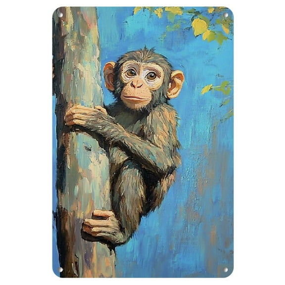 Vibrant Monkey Iron Wall Art - 8"x12" Square Metal Sign, Rich Color Palette for Home, Living Room, Farmhouse | Versatile Hanging Decor for Bar &amp; Restaurant, Living Room Artwork