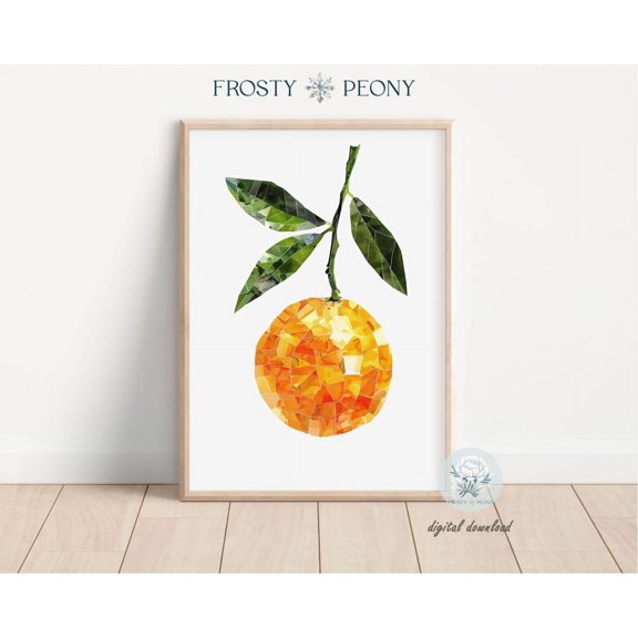 Vibrant Mosaic Tangerine Art Print, Contemporary Kitchen Decor, Modern Home Decoration Art, Wall Art, Modern Wall Decor, 16x24 UNFRAMED