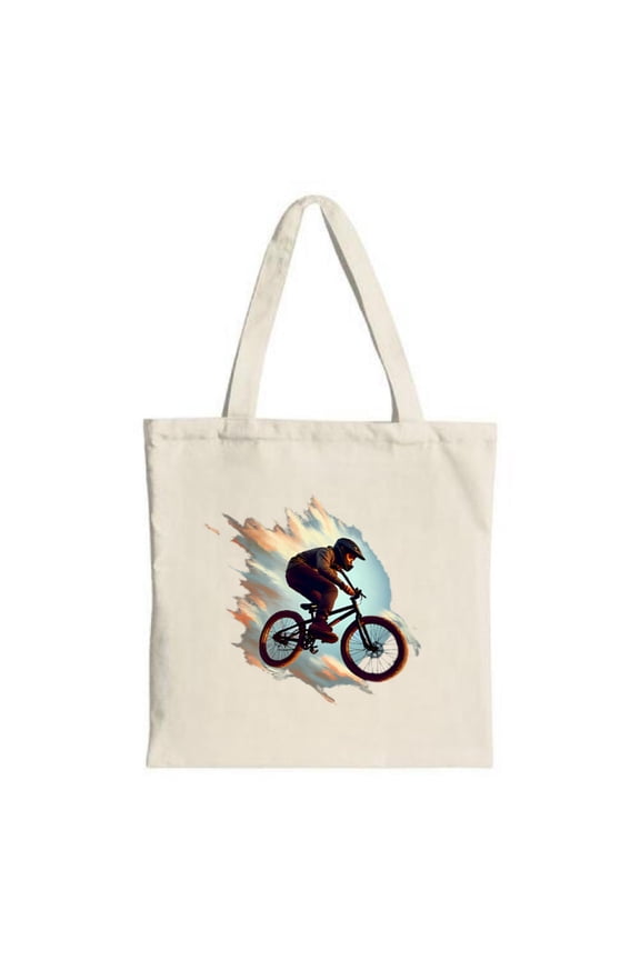 Vibrant Mountain Biker Tote Bag - Dynamic Silhouette Design Perfect for Shopping Travel & Parties Stylish & Multifunctional