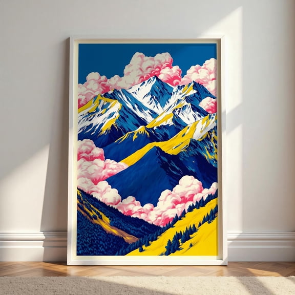 Vibrant Mountain Color Block Landscape Poster Unframed Paper Print