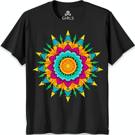 Vibrant Multi Colored Graphic Black T-Shirt for Unique Style