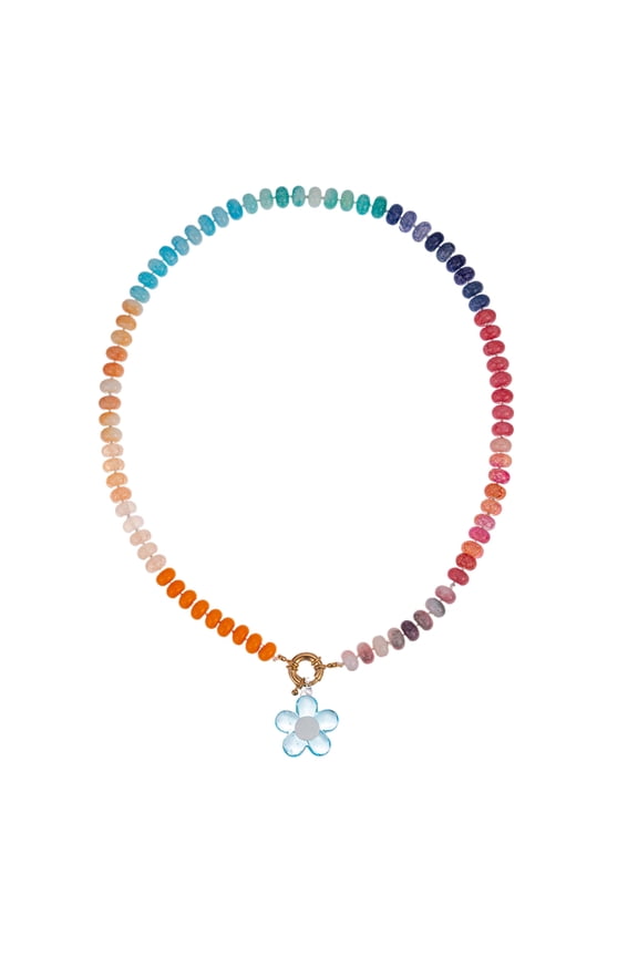 Vibrant Multicolor Beaded Flower Necklace - Artistic Glass Jewelry for Casual & Formal Occasions